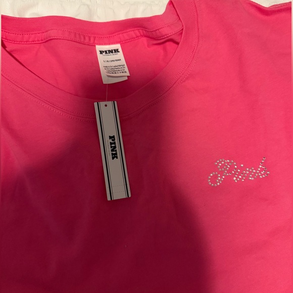 Victoria's Secret Pink bling rhinestone campus tee limited edition carmine rose🩷 - Picture 5 of 8